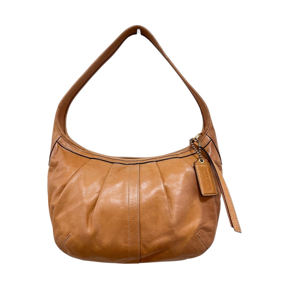 Coach Pleated Ergo Hobo Bag Leather Camel Vintage Y2K F12235